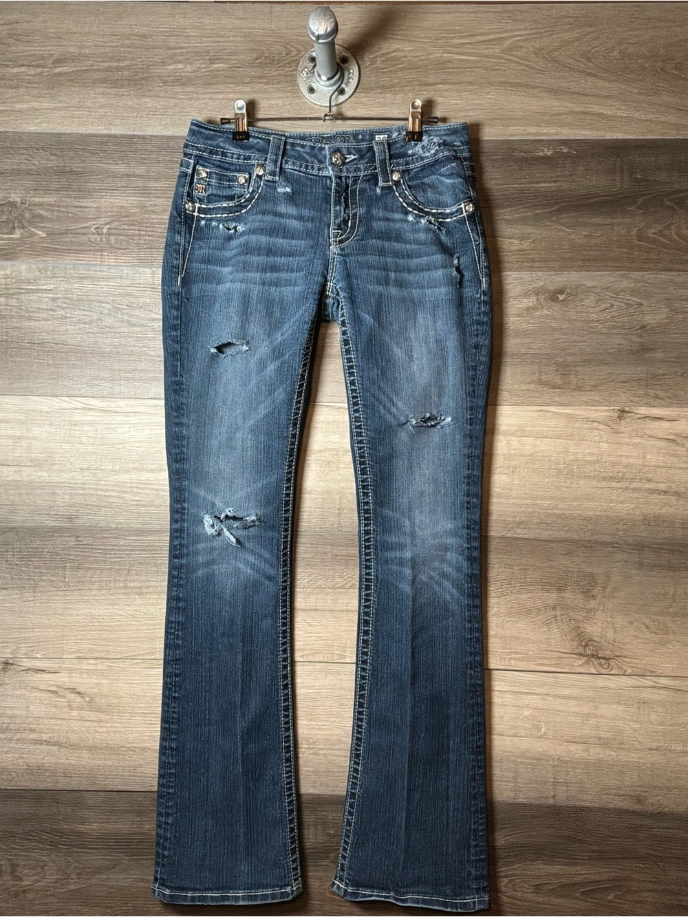Miss Me Jeans Women’s 28 Bootcut Custom Distressed Embellished Y2K Western Denim
